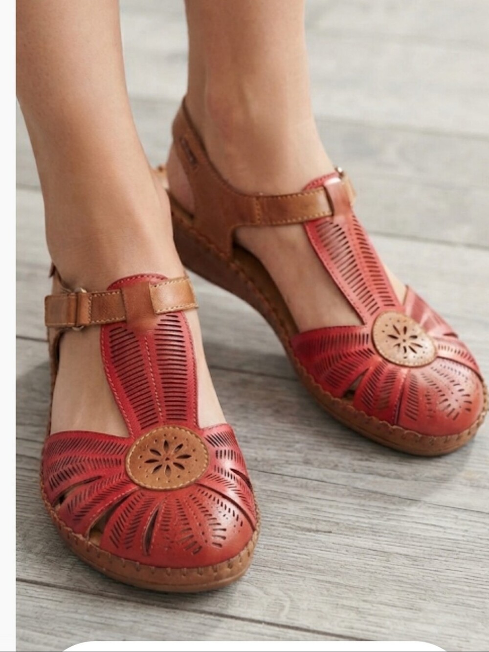 Pikolinos Women Puerto Vallarta scarlet Leather Sandals Clog Shoes Sz 39/8.5